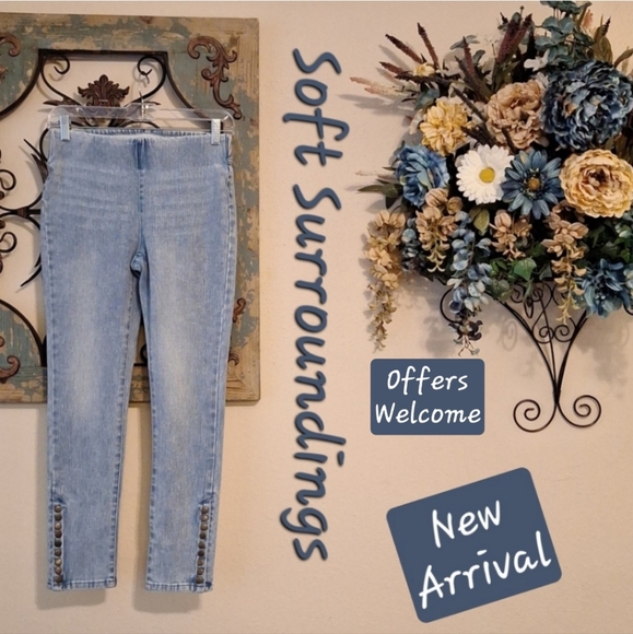 SOFT SURROUNDINGS Pull On Cropped Snap Ankle Jeans. Size PXS - Picture 4 of 12